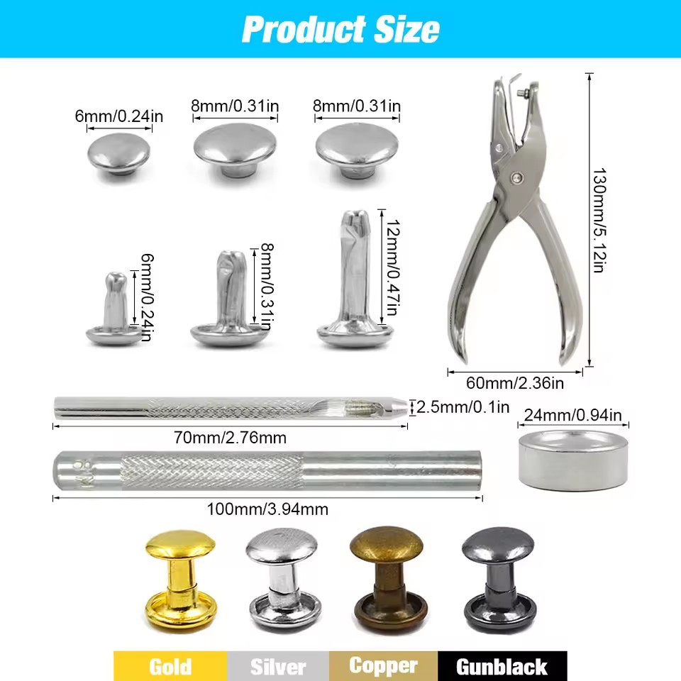 Metalowe podwójne nity z łbem, – Rivet Setter Tool recenzja i cena